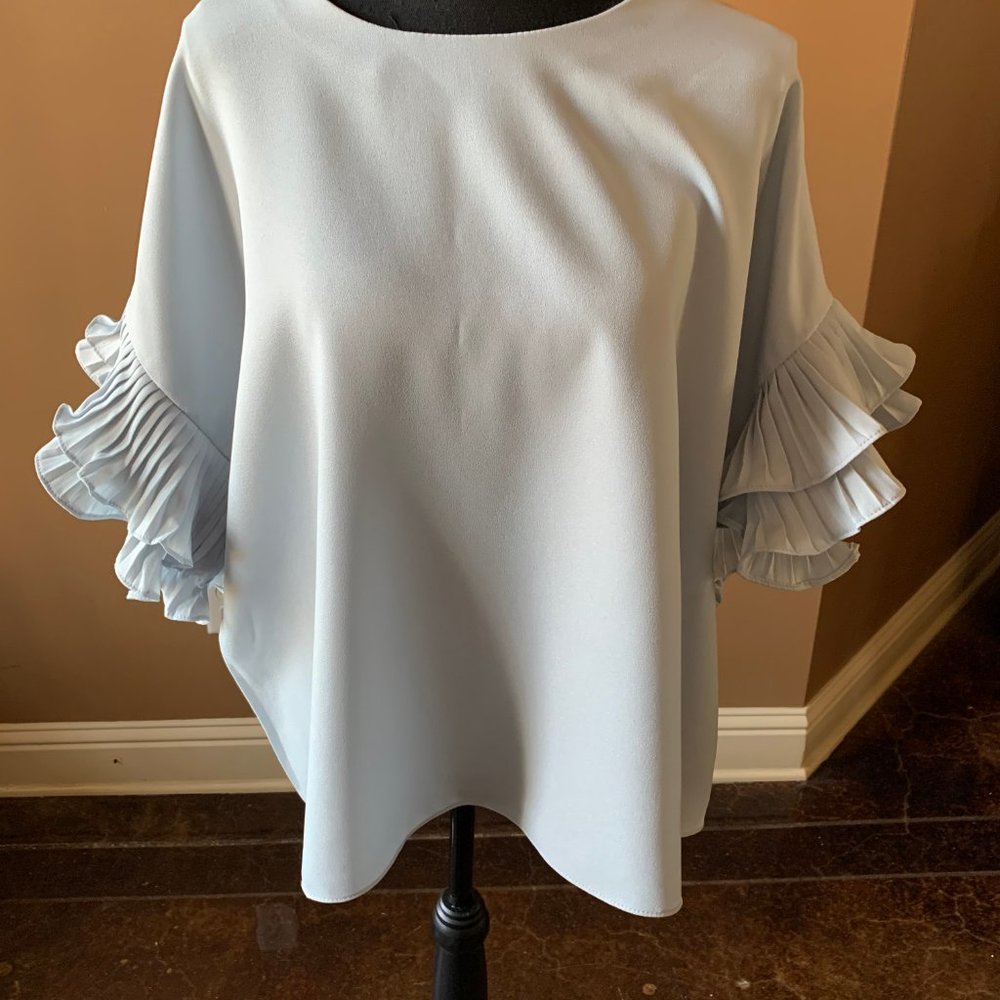 Blue Ruffled Sleeve Top - Picture 2 of 5